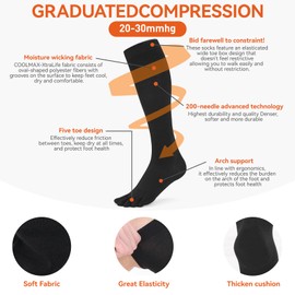 TikMox Calf Toe Socks, Five Finger Elastic Socks, Moisture-Wicking & Breathable, Varicose Veins Prevention for Men & Women