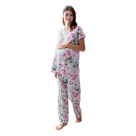 Baby Be Mine Maternity and Nursing Pajama Set, PJ's (Small, Olivia)