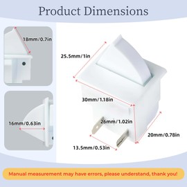 3 - Pack Universal Refrigerator Door Light Switch, 2 - Pin Momentary Operation Replacement Controller, Compatible with GE, Whirlpool, Maytag, KitchenAid (2.5A 250V AC)