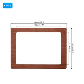 PATIKIL 5x7 Magnetic Picture Frame, 3pcs Magnetic Frame Magnetic Photo Frames Reusable for Refrigerator Metal, Brown