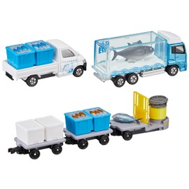 Takara Tomy Tomica Gift Fish Market Set, Mini Car, Car, Toy, Ages 3 and Up, (Mitsubishi Logisnext, Eletrack (1), UD Trucks Quon, Tuna Truck (1), Toyota Town Ace, Fish Delivery Truck (1)), Toy Safety Standards Passed, ST Mark Certification, TOMICA TAKARA TOMY