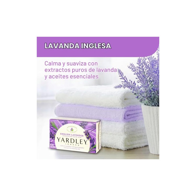 Yardley London English Lavender with Essential Oils Soap Bar, 4.25