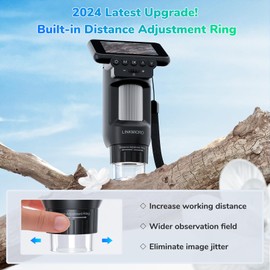 LINKMICRO LM013 Microscope for Kids Adults, 2.8" Portable Handheld Microscope with LCD Screen, Pocket Microscope Kit for Kids 8-12, USB Coin Magnifier Microscope for Adults, 8 LED, Microscope Slides