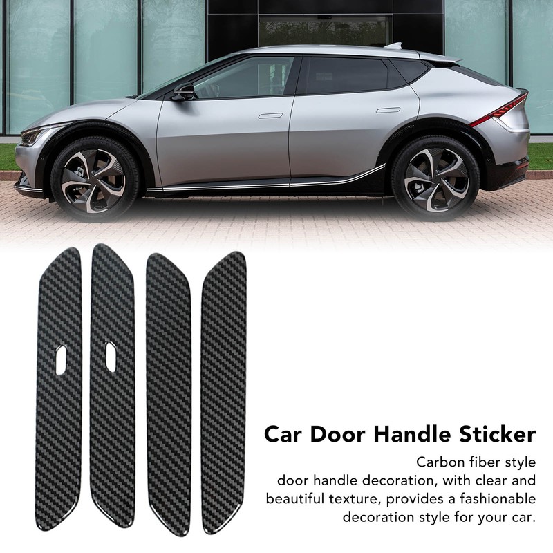 Car Exterior Side Door Handle Cover Trim Sticker Carbon Fiber