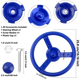 Haconba 2 Pack Steering Wheel Playset Plastic Pirate Ships Wheel with Mounting Tools for Kids Playground Outdoor Gym (Blue, Red)