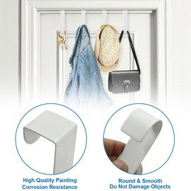 Set of 5 Door Hooks, White Door Hooks for Hanging, Stainless Steel, Robust Coat Hooks, Door Hook Rail for Hanging, Universal Door Coat Rack for Hanging