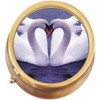 Romantic Swan Dream Brass Round Pill Box