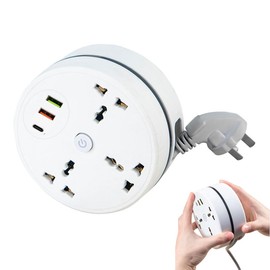 YANGUN Extension Lead 1.8M, Universal Power Strip, 3-Outlet Surge Protector Power Strip with 1 Type C+2 USB Ports, Travel Power Extension Lead, Multi Plug Extension Sockets Power Strip for Home Office