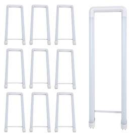 Xapolu 2FT U Shaped LED Tube Lights 15W 2100lm, 5000K Daylight White LED U Bend Bulb, T8 T12 Fluorescent Replacement, Dual-End Powered, Ballast Compatible or Bypass, DLC&UL Listed(10 Pack)