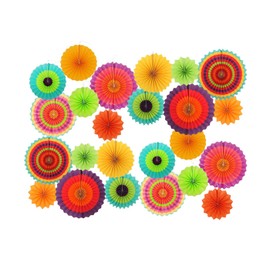 24 Pcs Colorful Hanging Paper Fans Set, Hanging Honeycomb Paper Fans Collection for Birthday, Wedding, Baby Shower Party Decorations (Colorful)
