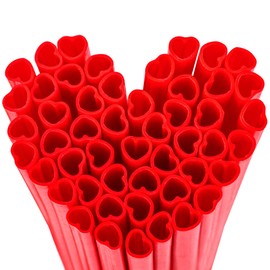 Prurex 300 pcs Heart Shaped Disposable Straws for Romantic Celebrations, Drinking Straws for Fruit Juice,Beverage,Milk,Coffee and Milk Shake (Red)