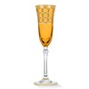 Lorren Home Trends Amber Color Champagne Flutes with Gold Rings,