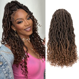 Toyotress Passion Locs Crochet Hair - 24 Inch 8 Packs Ombre Brown Faux Locs Crochet Hair Curly Ends, Long Curly Locs Braids Pre-Looped Synthetic Braiding Hair (24 Inch, T30-8P)