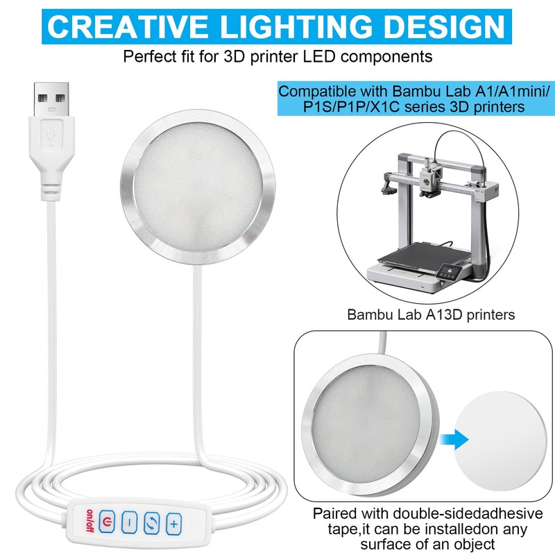 Giantdeer 3D Printer LED Light Kit for Bambu Lab A1/A1mini/P1S/P1P/X1C,