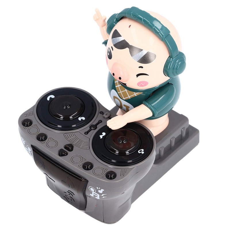 Electronic Dancing Piglet Toy DJ Style Automatic Rotating Disc Light