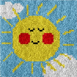 Yglnden Latch Hook Kits Rug Sunflower Crochet Yarn Cushion Colour Pre-Printed Canvas Rug Needlework DIY Hook and Latch Kit Christmas Home Decoration 30x30cm/12 X12inch