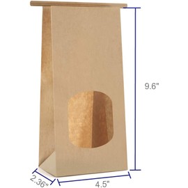 BagDream Bakery Bags with Window Kraft Paper Bags 50Pcs 4.5x2.36x9.6 Inches Tin Tie Tab Lock Bags Brown Window Bags Cookie Bags, Coffee Bags