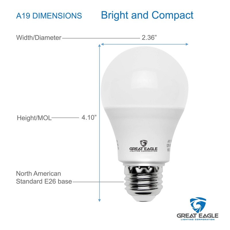 Great Eagle A19 LED Light Bulb, 9W (60W Equivalent), UL