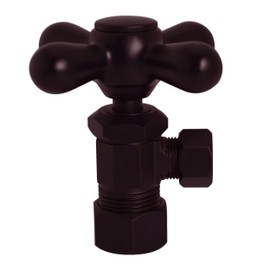 Westbrass Cross Handle Angle Stop Shut Off Valve, 1/2" Copper Pipe Inlet with 3/8" Compression Outlet, Oil Rubbed Bronze, D105X-12