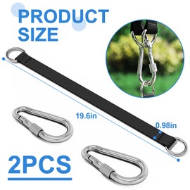 Qaestuan Hammock Attachment, with Heavy Duty Carabiners and D-Rings, 50 cm x 25 mm Swing Attachment, Portable Swing Hanging Kit, for Tree Swing Hanging Chair