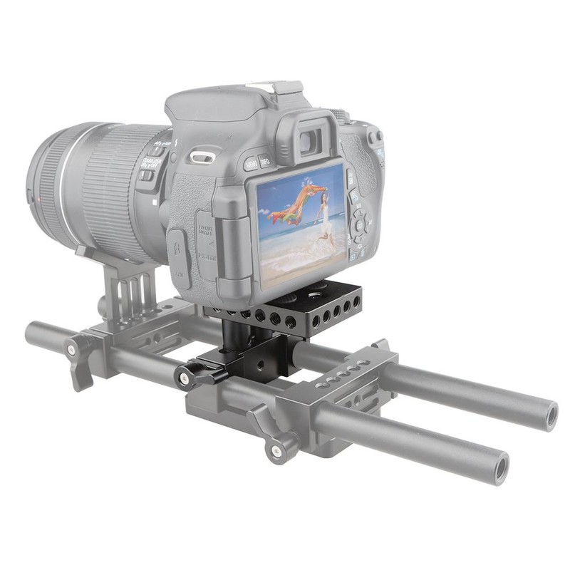 CAMVATE Rail Rod Support System DSLR Baseplate Mount + Rail