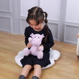Apricot Lamb Toys Plush Corduroy Hippo Stuffed Animal Soft Cuddly Perfect for Child（Corduroy Hippo, 9 Inches）