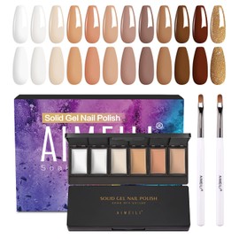 AIMEILI Solid Gel Nail Polish 12 Colors Solid Nail Gel UV LED Soak Off Solid Cream Gel Nail Polish Set 1, 184.0 grams, 5.0 milliliter