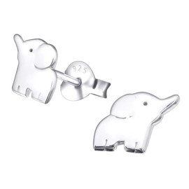 925 Silver Elephant Earrings Monkimau – Children's Jewellery, Sterling Silver, Ladies, Womens, Girls Stud Earrings, Silver, Silver