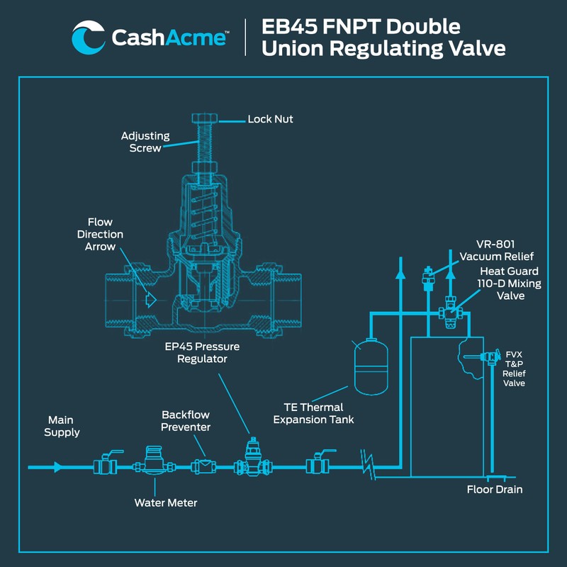 Cash Acme 3/4 Inch EB45 Double Union Pressure Regulating Valve