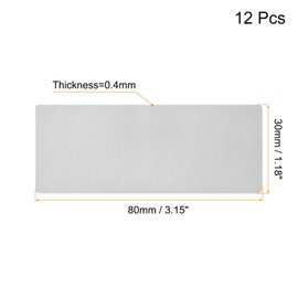 sourcing map Blank Metal Card, 3.1" x 1.2" Brushed 201 Stainless Steel Plate for DIY Laser Engraving Nameplate, 0.4mm Thick Silver Tone 12 Pcs