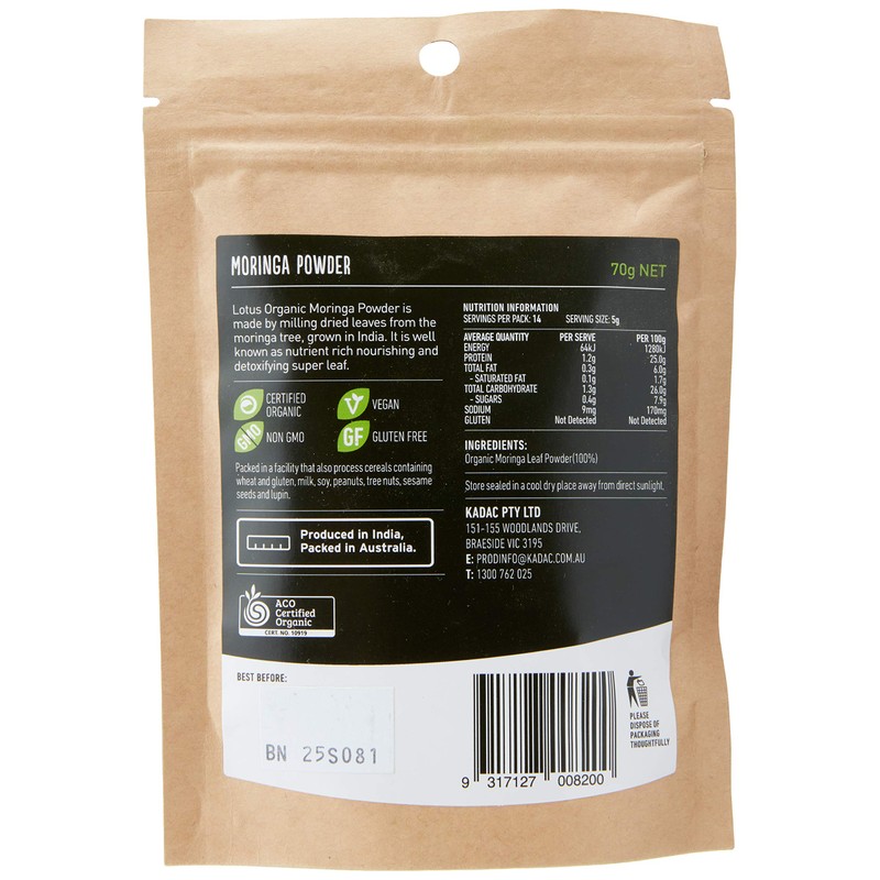 Lotus Organic Moringa Powder, 70g