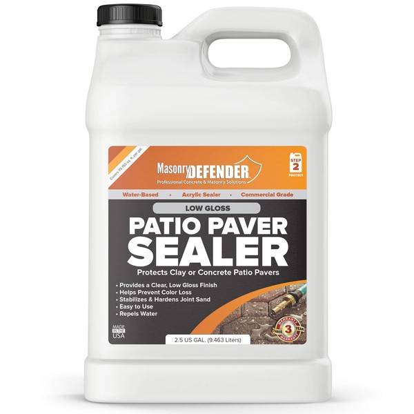MasonryDefender Low Gloss Patio Paver Sealer - Clear Water-Based Sealant