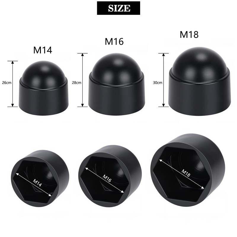 Noosverl Bolt Covers Black Screw Caps M16 Nuts/24mm, Plastic Screws