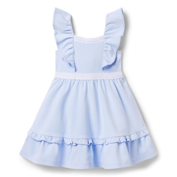 Janie and Jack Girls Daisy Trim Ponte Dress (Toddler/Little Big