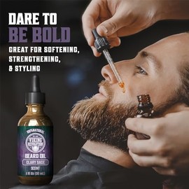 Acondicionador de aceite para barba, aroma natural de salvia con aceites orgánicos de argán y jojoba, promueve el crecimiento de la barba, suaviza y fortalece las barbas y bigotes para hombres (1 paquete)