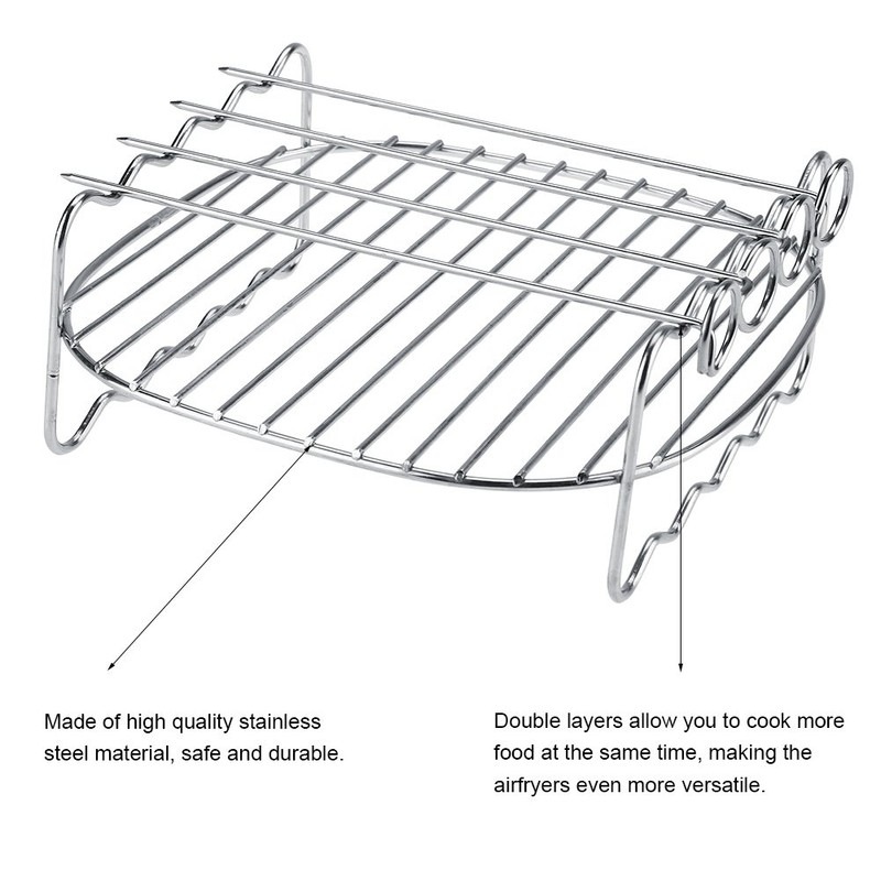 Air Fryer Double Layer Rack, Kitchen Accessory Replacement BBQ Rack