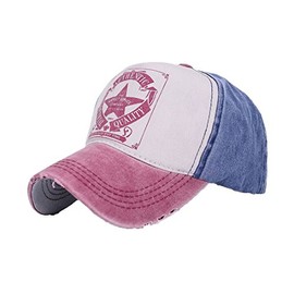 Men Women Vintage Star Snapback Baseball Ball Cap Outdoor Sports Hats Adjustable (Nave Red peak) MFAZ Morefaz Ltd