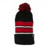 City Hunter Two Tone Striped Knit Pom Beanie - Black