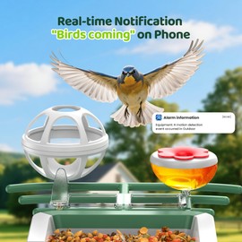 Bird Feeder with Camera Outdoor Solar: Smart Birdfeeder Houses with 2K Live Cam - AI Identify Birds Species and Auto Instant Arrival Alert Outside Garden - Ideal Gift for Bird Lovers