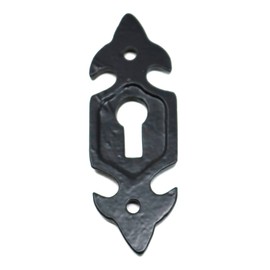 fiXte® Fleur de LYS Door Escutcheon Lock Keyhole Cover Plate and Fixings in Antique Black