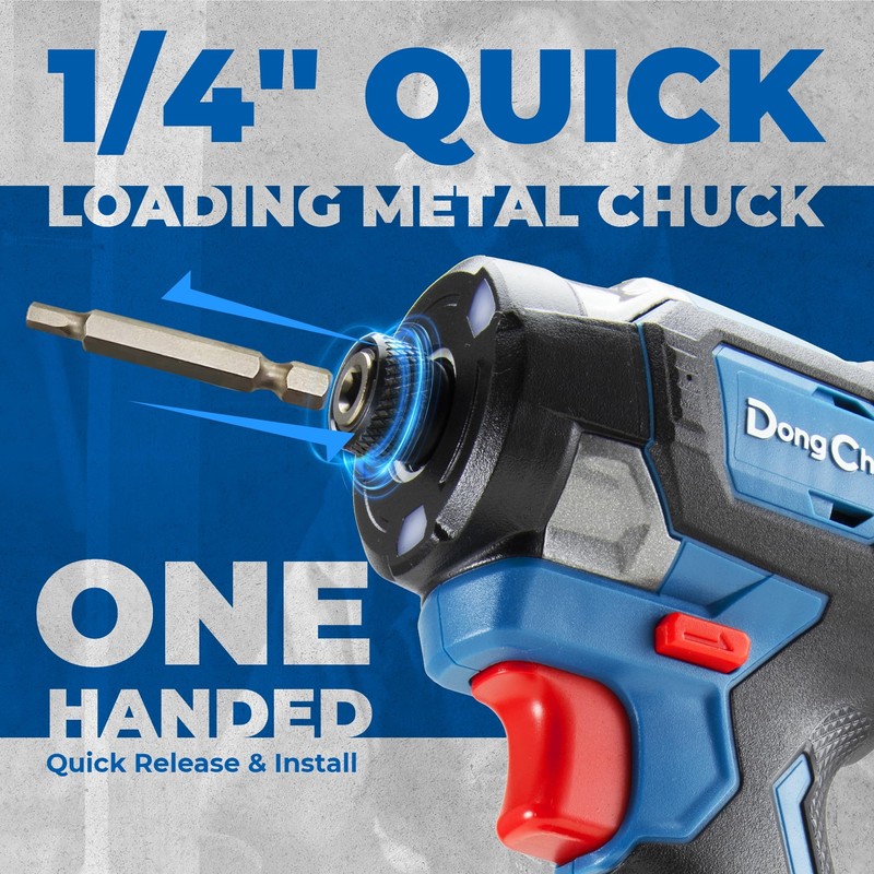 Dong Cheng 20V Brushless Impact Driver, 1840in-lbs Torque, 3200RPM, 4300IPM,