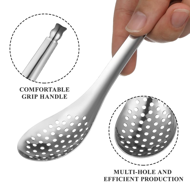 jojofuny 2 Pack Small Slotted Spoons Spherification Spoon Stainless Steel