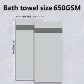 Weierduosi Super Absorbent, Quick Drying | Hotel Quality Oversized Bath Towel, 2 Piece Deluxe Soft Bath Towel - 650GSM Cotton Deluxe Beach Towel Oversized 80 x 160cm (31.5 x 63in) (White)