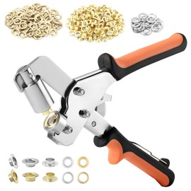 10mm Magnetic Eyelet Punch Kit of 300pcs Eyelets (Diameter 10 mm) & Eyelet Pliers, Heavy Duty 3/8 Inch Grommet Tool Kit Press for Tarp, Fabric, Banner, Canvas, Leather, Tents, Vinyl, Punching Machine