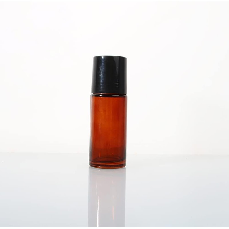 2 Pcs Brown 50ml Glass Essential Oil Roller Bottles Refillable