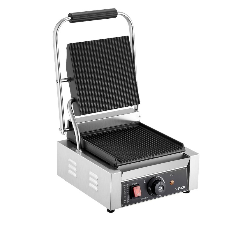 VEVOR Commercial Panini Grill, 1800W Electric Sandwich Panini Maker, Stainless