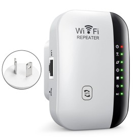 Yakiter WiFi Extender, Signal Booster Up to 5000sq. ft and 55 Devices, Long Range Amplifier with Ethernet Port, WiFi Range Extender, Wireless Internet Repeater, 1-Key Setup, AU Plug(White)