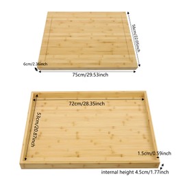 Noodle Board, 30x22in Pine Wood Stove Top Cover, Vintage Countertop Protector for 30" Stoves, Kitchen Serving Tray w/Cut-out Handles, Extra Workspace Sink Cover, Cutting Board Hold 44 lbs, Log Color