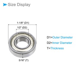 CoCud Deep Groove Ball Bearings, R8ZZ Model 12.7mm x 28.575mm x 7.938mm, Carbon Steel Double Shield Bearings - (Applications: for Motor Skateboards Roller Wheels), 2-Pieces