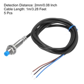 MECCANIXITY M8 Approach Sensor Inductive Proximity Sensor Switch NO Normally Open NPN 2mm Detection Distance, DC 6-36V LJ8A3-2-Z/BX, 3.3ft, 5Pcs